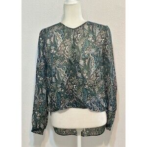 Veronica Beard Size 2 Gayle Floral Print Surplice Silk Blouse Boho Feminine